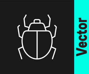 White line Mite icon isolated on black background. Vector.