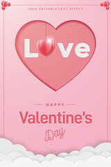 happy valentine's day banners or card illustration couple love and tree paper cut style. Premium Vector