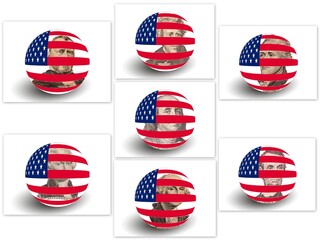 Portrait of U.S. presidents with USA Flag Globe