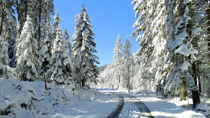 Zima w Tatrach, góry w śnieżnej scenerii, śnieg, mróz, Tatrzański Park Narodowy, TPN  - obrazy, fototapety, plakaty