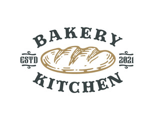 Obraz premium logo badge of bread isolated on white background. bakery kitchen label