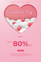 happy valentine's day banners or card illustration couple love and tree paper cut style. Premium Vector