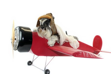 dog pilot old airplane miniature schnauzer