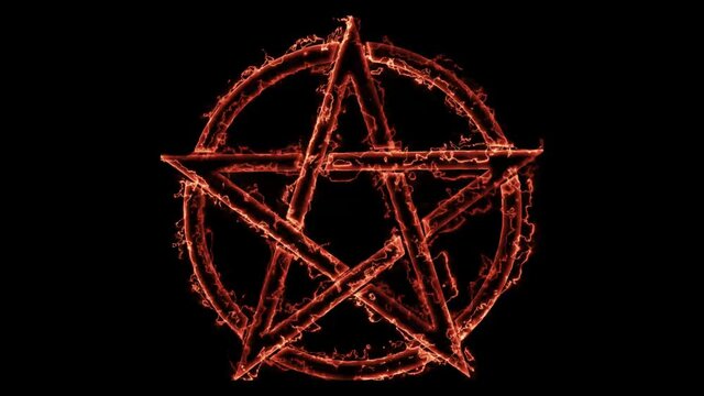 Pentagram isolated vector occultism symbol star in circle. Pentacle fire effect, star amulet pentagram, amulet talisman pentacle. Symbol talisman, pentacle esoteric, talisman esoteric, animation 4k.