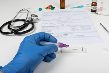 Coronavirus test and medical form