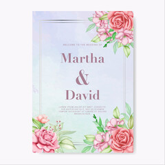 Beautiful floral wreath wedding invitation card template