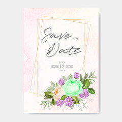 Beautiful floral wreath wedding invitation card template