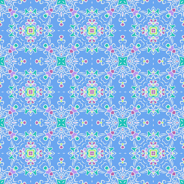 Creative trendy color abstract geometric pattern in blue pink green, vector seamless, can be used for printing onto fabric, interior, design, textile. Home decor, interior design, tile design. 