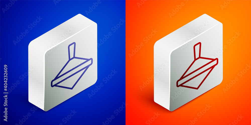 Canvas Prints isometric line whirligig toy icon isolated on blue and orange background. silver square button. vect