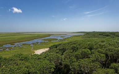 The Wetlands of the Aransas National wildlife Refuge running towards the Gulf Coast near to...