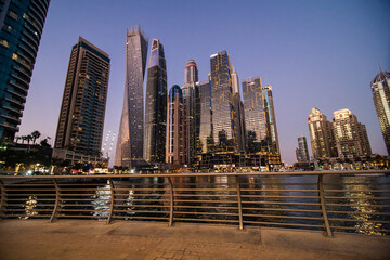UAE, Dubai - December, 2020: Dubai Marina. UAE. Dubai was the fastest developing city