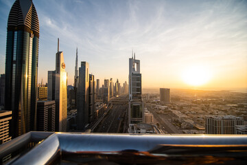UAE, Dubai - December, 2020: View of Sheikh Zayed Road skyscrapers in Dubai, UAE. More than 25...
