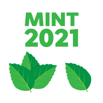 Mint green vector illustration. Mint leaves vector logo