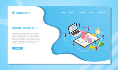 financial growth concept for website template or landing homepage design with isometric style