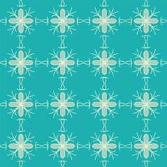 blue turquoise aqua menthe vintage floral interior seamless flat design background vector illustration
