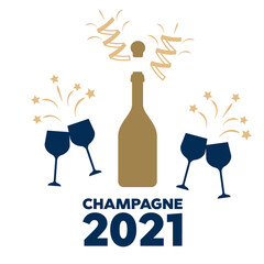 Champagne celebration icon. Open champagne bottle vector. glass bottle champagne vector icon