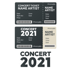 Ticket concert invitation. Show ticket vector. Music, Dance, Live Concert tickets templates