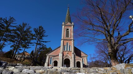 Wonju, South Korea - Dec 2020 : Yongsomak Catholic Church, the third church to be established in Gangwon-do Province, Wonju, South Korea
