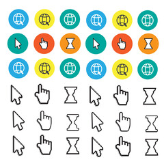 Smooth and pixel cursors icons. Mouse computer cursor