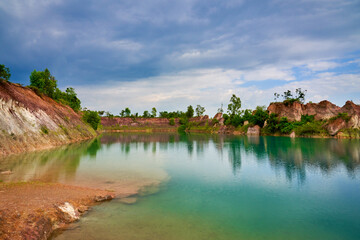Fototapeta na wymiar Landmark of blue pond in kamphaeng phet thailand