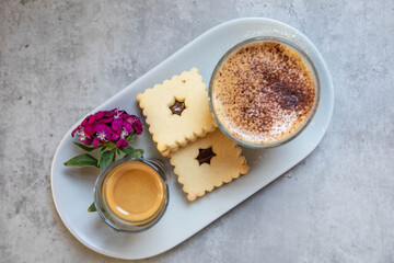 cup of coffee and cookies
