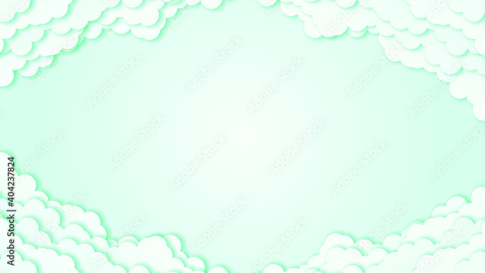 Aufkleber abstract sky paper cut gradient background with clouds vector nature