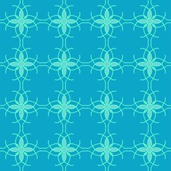 blue turquoise aqua menthe vintage floral interior seamless flat design background vector illustration