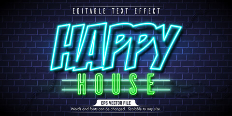 Happy text, neon style editable text effect