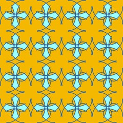 seamless pattern yellow light sunny Blue Mint mandala floral creative design vector illustration background