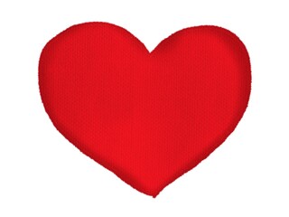 Red heart on white background. Illustration created on a tablet, used as a background in Valentine concept.