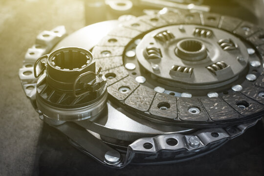 new clutch kit in a car service before installation on a car. Close up