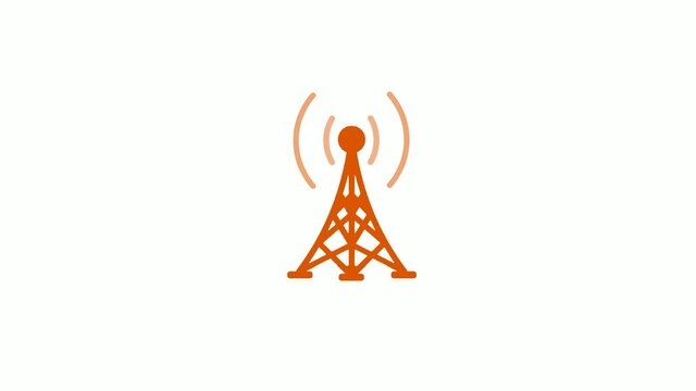Brown color network signal tower animated white background