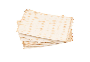 Matzo (or matzah) traditionally Jewish bread isolated on white background.
