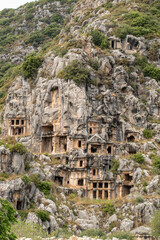 Fototapeta premium Ancient ,rock-cut lycian tombs in Demre, Myra , Turkey