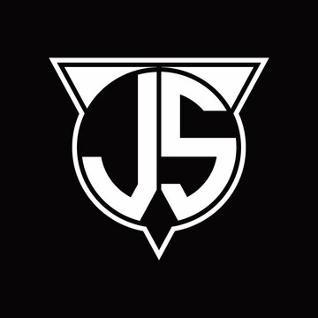 JS Logo monogram with circle shape and half triangle rounded