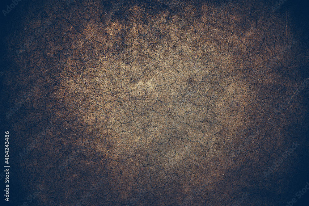 Aufkleber grunge old concrete floor pattern with crack texture background vignette vintage tone for overlay design.