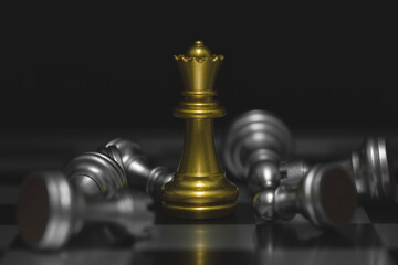 queen of chess pieces battle on a chessboard. Business leader concept.