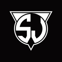 SJ Logo monogram with circle shape and half triangle rounded