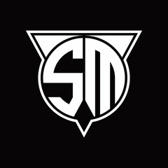 SM Logo monogram with circle shape and half triangle rounded