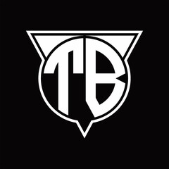 TB Logo monogram with circle shape and half triangle rounded