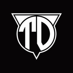 TD Logo monogram with circle shape and half triangle rounded