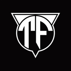 TF Logo monogram with circle shape and half triangle rounded