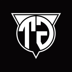 TG Logo monogram with circle shape and half triangle rounded