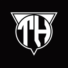 TH Logo monogram with circle shape and half triangle rounded