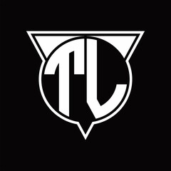 TL Logo monogram with circle shape and half triangle rounded