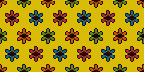 Retro flower background. Seamless pattern. Vector. レトロな花のパターン
