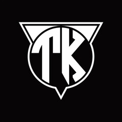 TK Logo monogram with circle shape and half triangle rounded