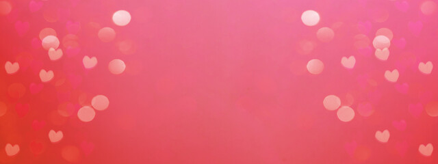 Hearts abstract background in red colors, isolated on pink texture - Happy Valentine's Day - Hearts bokeh / Love pattern