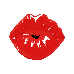 Red sexy lips kiss. Pop art. Card for Valentines Day. Red isolated kiss print. Hand drawing. Vector illustration.