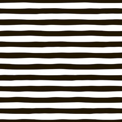 Black and white graphic horizontal stripes seamless pattern. Abstract hand drawn soft geometrical stripy fashion background Vector illustration